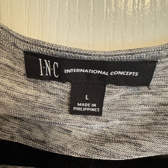 INC Silver Shimmer Sleeveless V-Neck Wrap Blouse with Tie Front - Picture 3 of 6